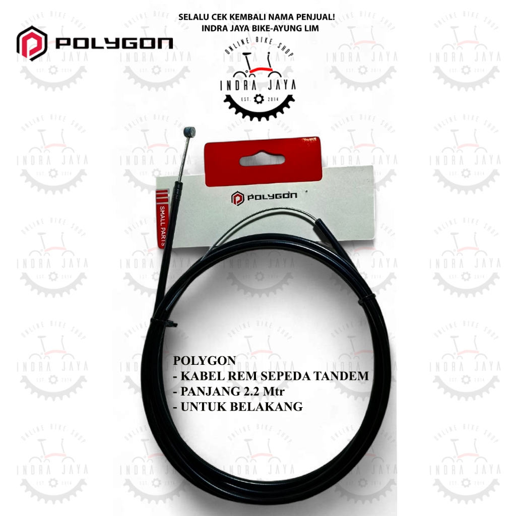 POLYGON - KABEL REM BELAKANG SEPEDA TANDEM - PANJANG 2.2 METER - HITAM.