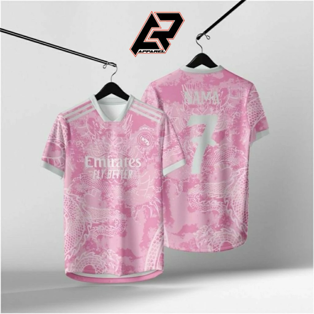JERSEY REAL MADRID SPESIAL DRAGON PINK GRATIS NAMA DAN NOMOR PUNGGUNG