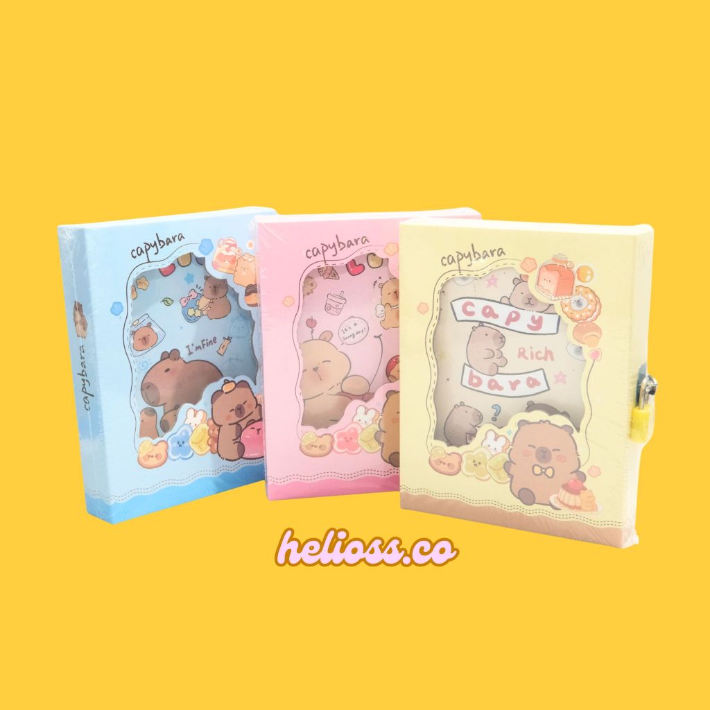 BUKU GEMBOK CAPYBARA DIARY BOOK ANAK SEKOLAH MOTIF CAPYBARA NOTEBOOK BINDER CAPYBARA GEMBOK KUNCI DI