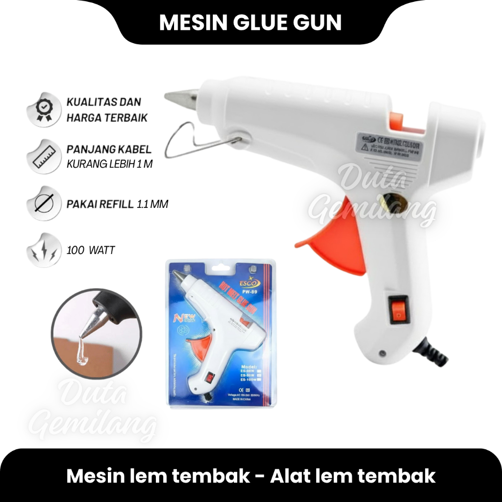 Mesin Lem Tembak / Gluegun 100 Watt On-off / Alat Lem Tembak / Pistol Glue Gun Tembak / Duta Gemilan