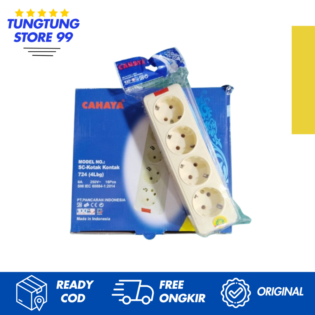 Stop Kontak 4 Lubang Cahaya/Terminal Kuningan Cahaya 4 Lubang/Stopkontak Cahaya 4 Lubang SNI