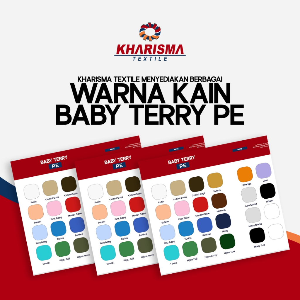 ⭐ Buku Katalog Sample Warna Kain BABY TERRY CVC dan PE ⭐ Catalog Kharisma Textile