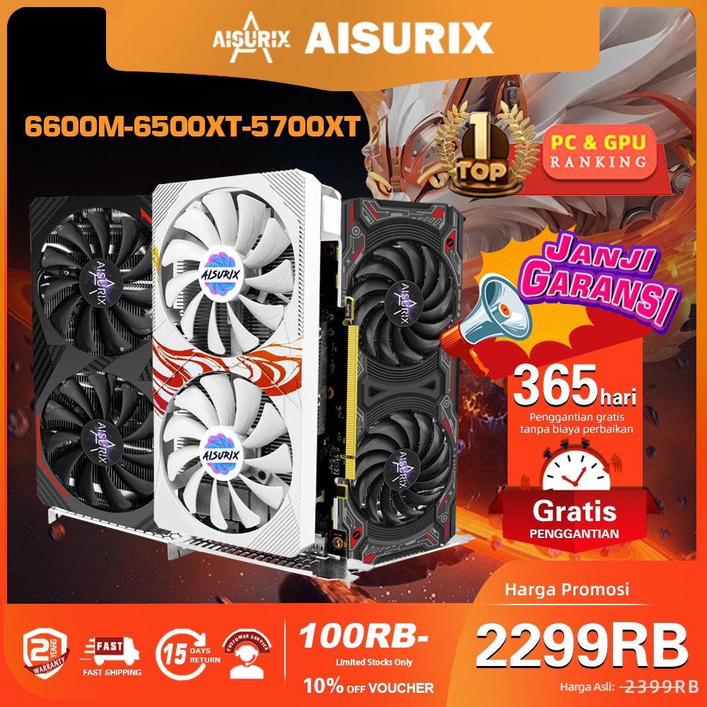 AISURIX AMD Radeon RX6500XT 4GB RX 5700XT 8GB RX 5500 8GB VGA CARD GDDR6 128BIT New Video Card for p