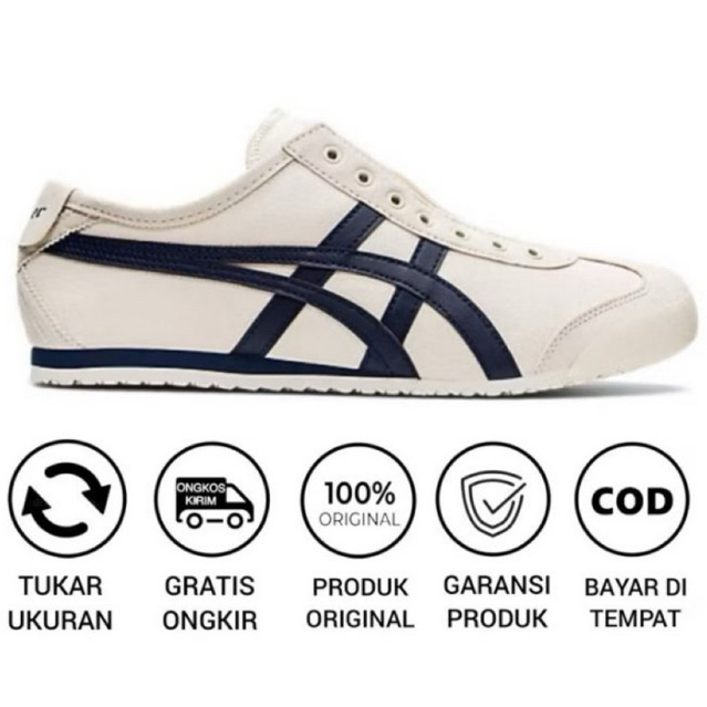 SEPATU ONITSUKA TIGER MEXICO 66 SLIP ON MIDNIGHT ORIGINAL SHOES