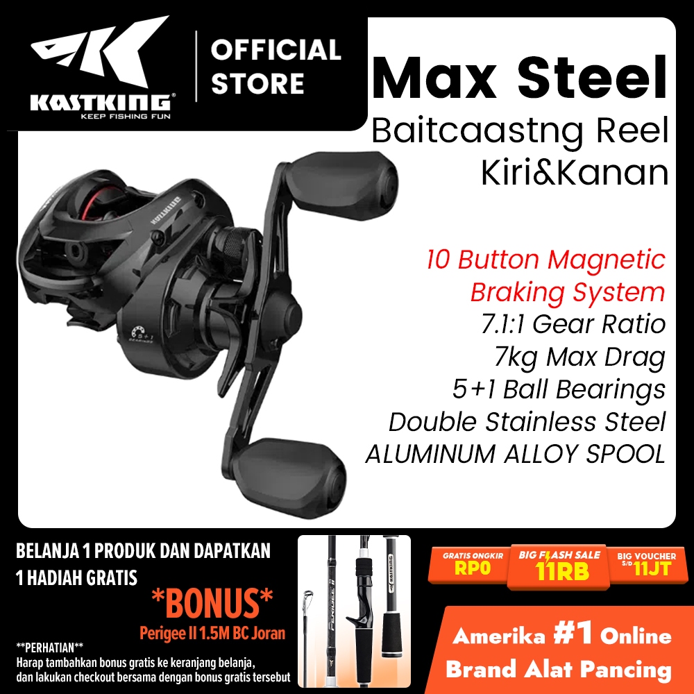 [OFFICIAL] KASTKING MAX STEEL Reel BC Baitcasting Reel Pancing Long Casting, Alloy Spool, Gear Ratio