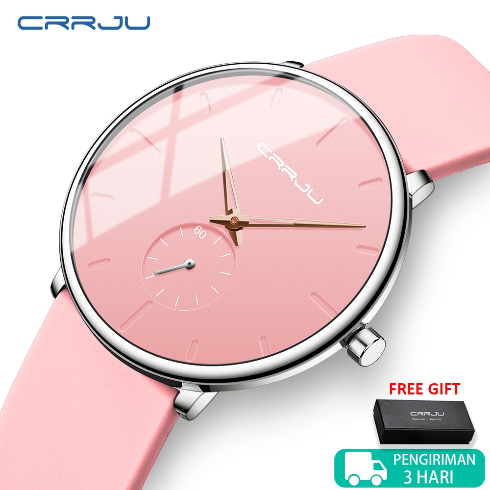 CRRJU Jam Tangan Wanita Anti Air Original Mode Tipis Sederhana Kuarsa Tali Silikon 2150