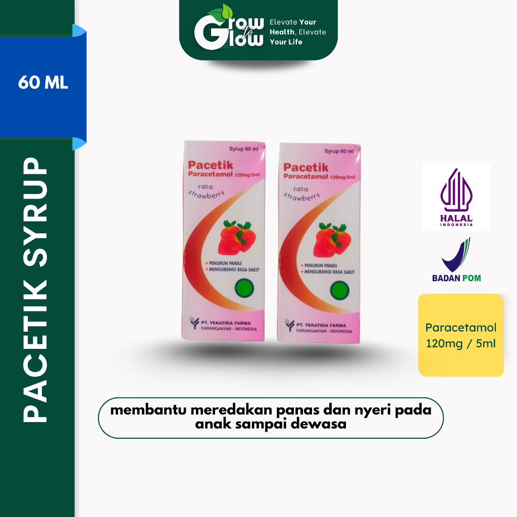 Pacetik Syrup Paracetamol 120mg/5ml – Sirup Penurun Panas dan Pereda Nyeri Anak & Dewasa 60ml