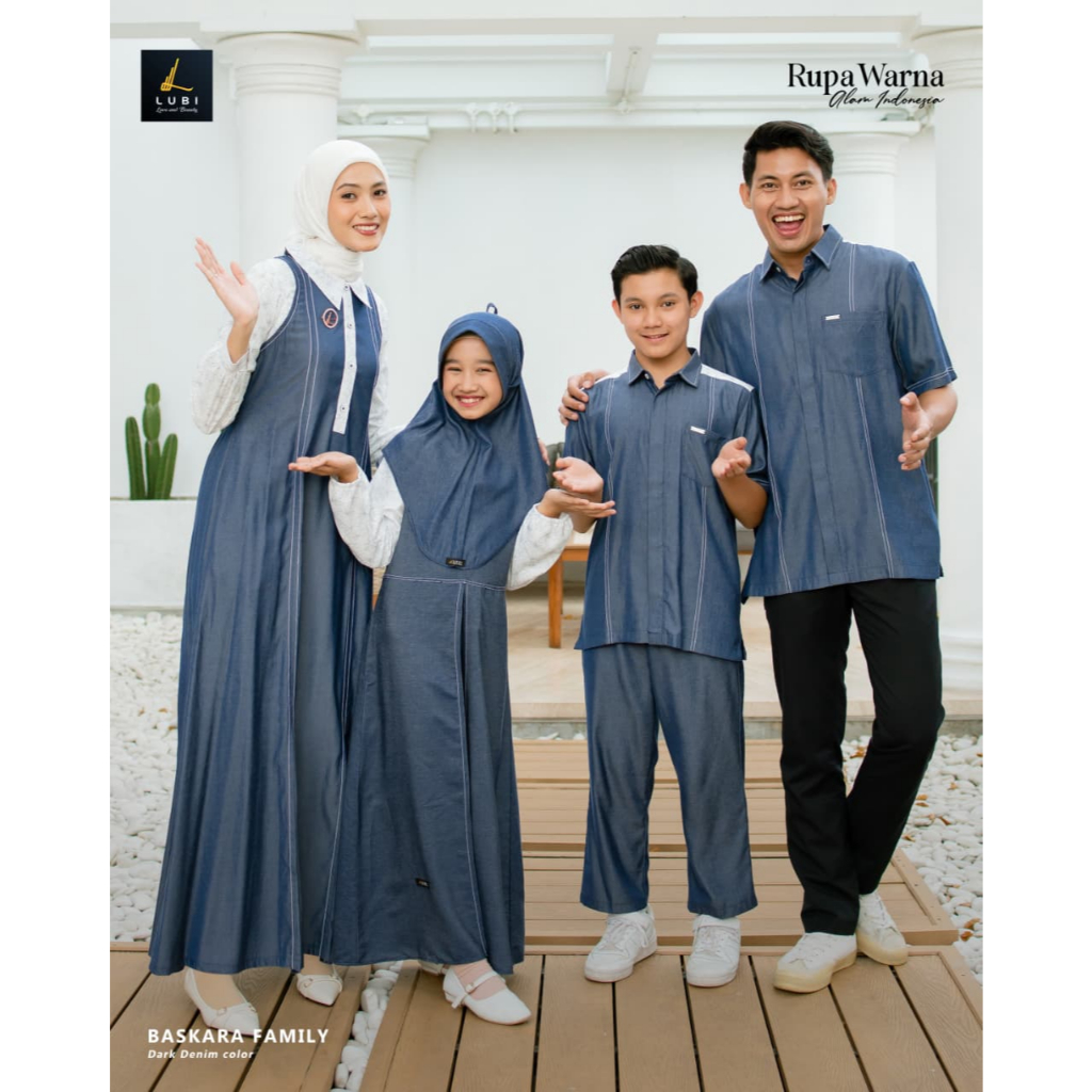 SARIMIBIT LUBI BASKARA FAMILY DARK DENIM TERBARU LUBI 2026  BY LUBI FASHION - GAMIS DRESS PEREMPUAN 