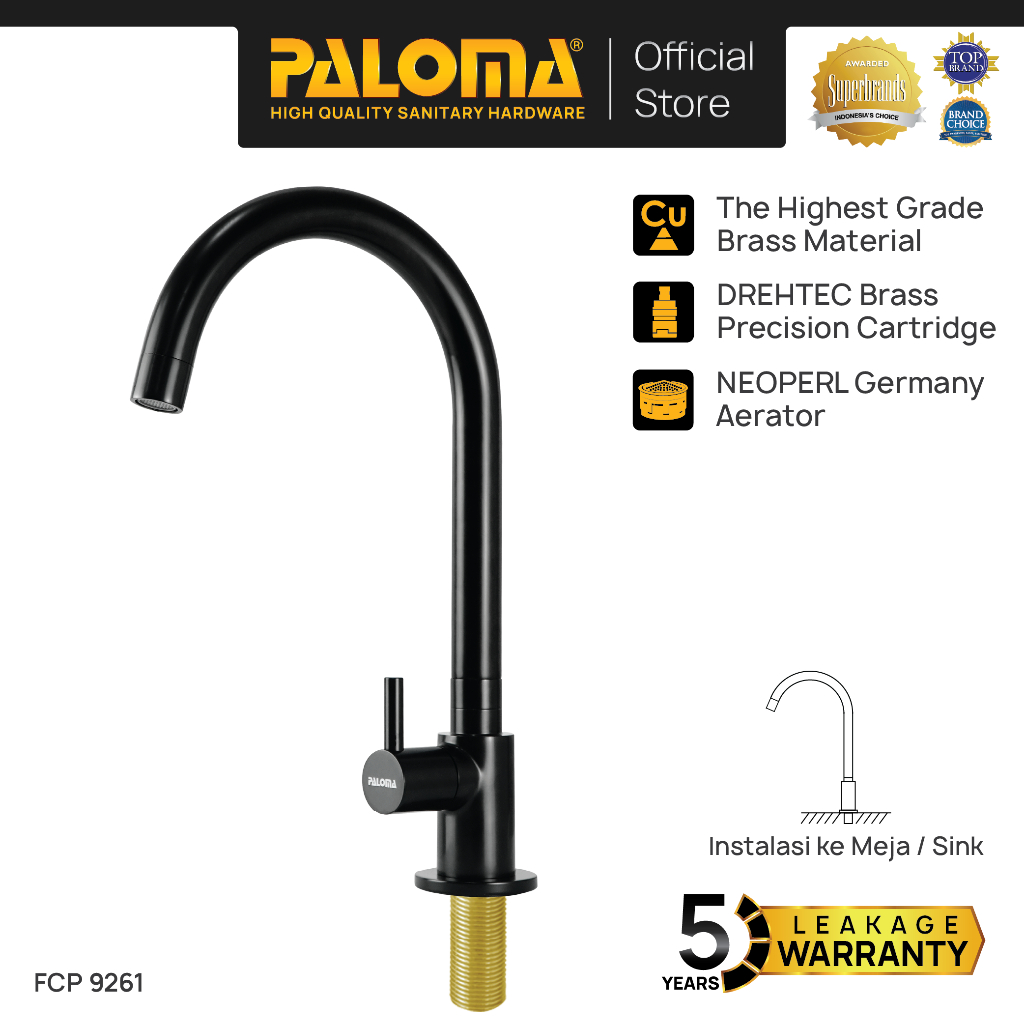 PALOMA FCP 9261 Kran Sink Leher Angsa Keran Dapur Kitchen Keran Wastafel Kran Cuci Tangan Kran Air S
