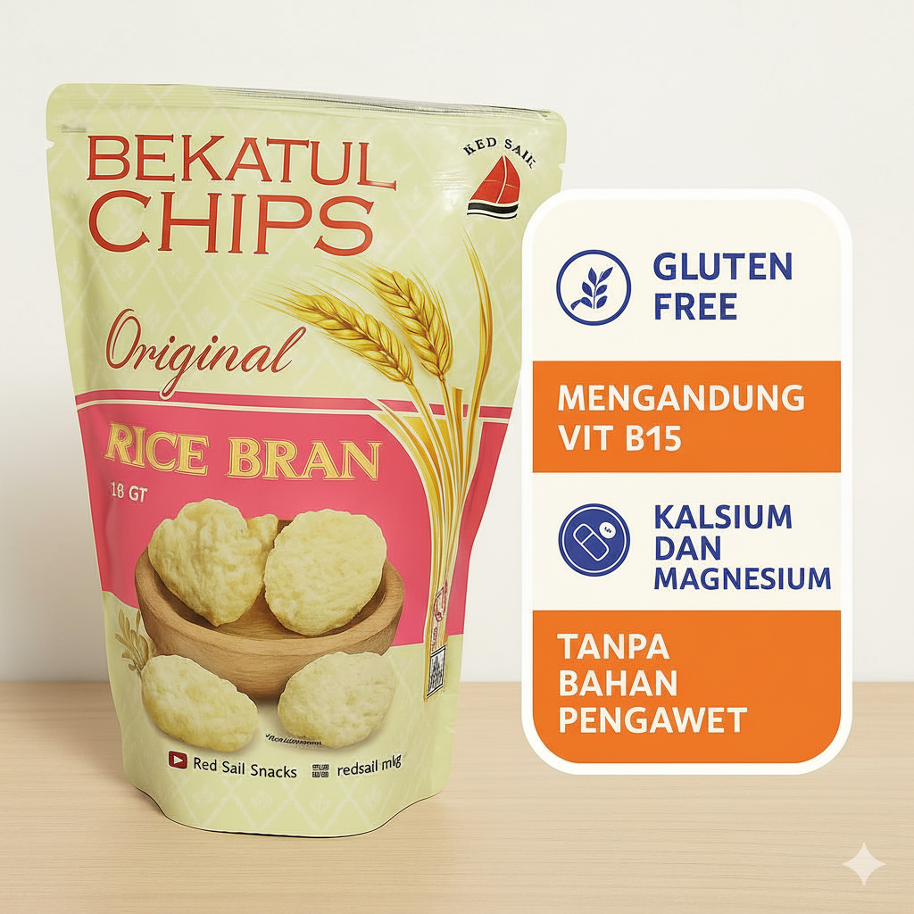 [RED SAIL] Cemilan Sehat Kripik Bekatul Manis Pedas Gluten Free Untuk Diet Anak Ibu Hamil Orang Tua 