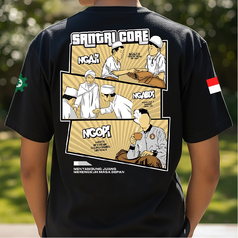 Basickaos BAJU KAOS DISTRO SANTRI CORE NGAJI NGABDI NGOPI / KATA KATA SINDIRAN / KAKA KATA GAUL BAJU