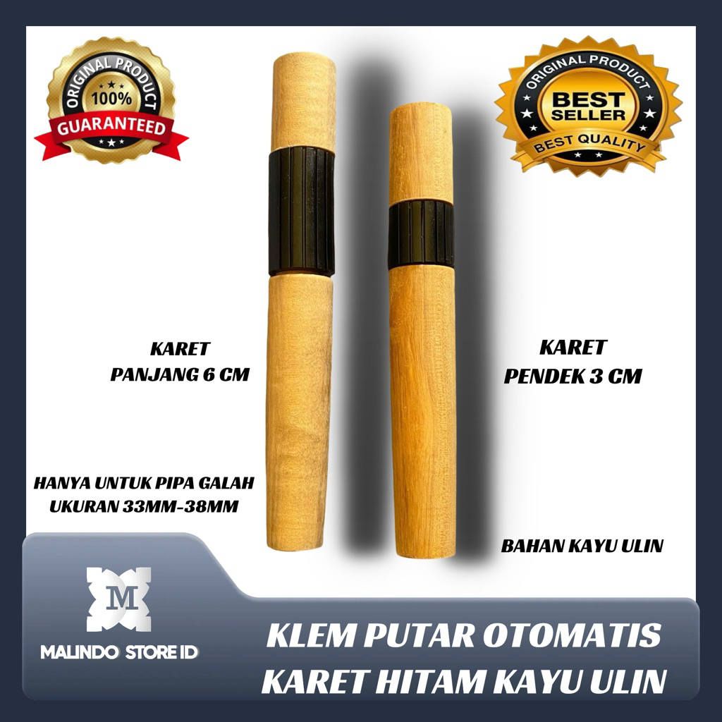 Klem Putar Kayu Anti Slip Otomatis / Kayu Ulin Pipa, Galah Egrek (33mm-38mm)