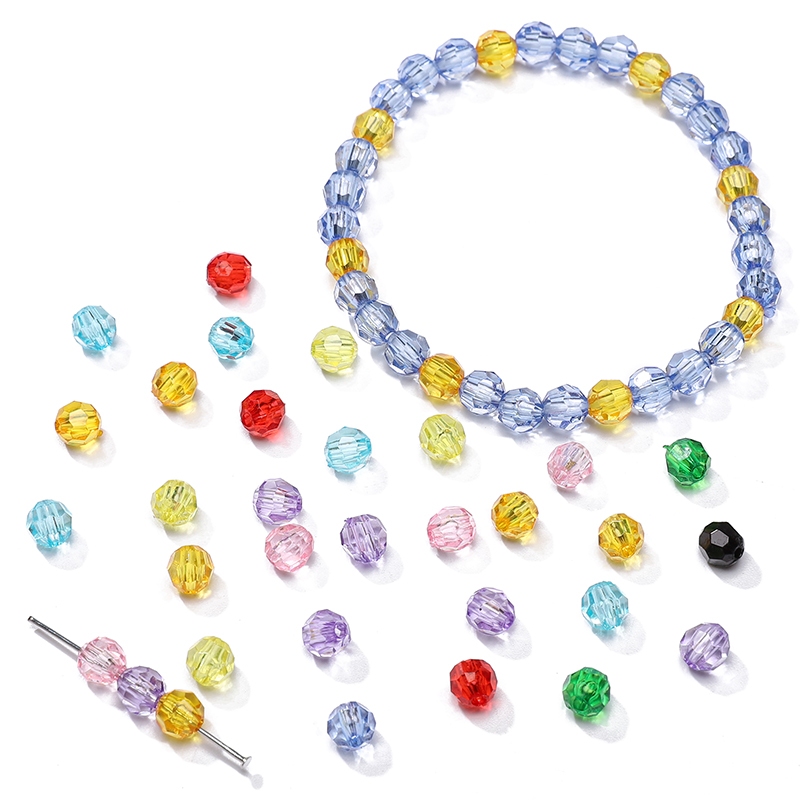 30G Manik Akrilik Faset 6mm - Manik Spacer Lepas untuk Aksesori DIY Kalung dan Gelang