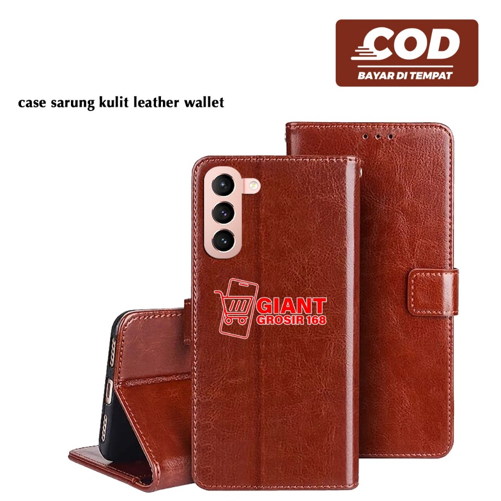 Flip Case Leather Sarung buku Bahan kulit + Wallet Case Samsung S21 Samsung S21 Ultra Samsung S21 Fe