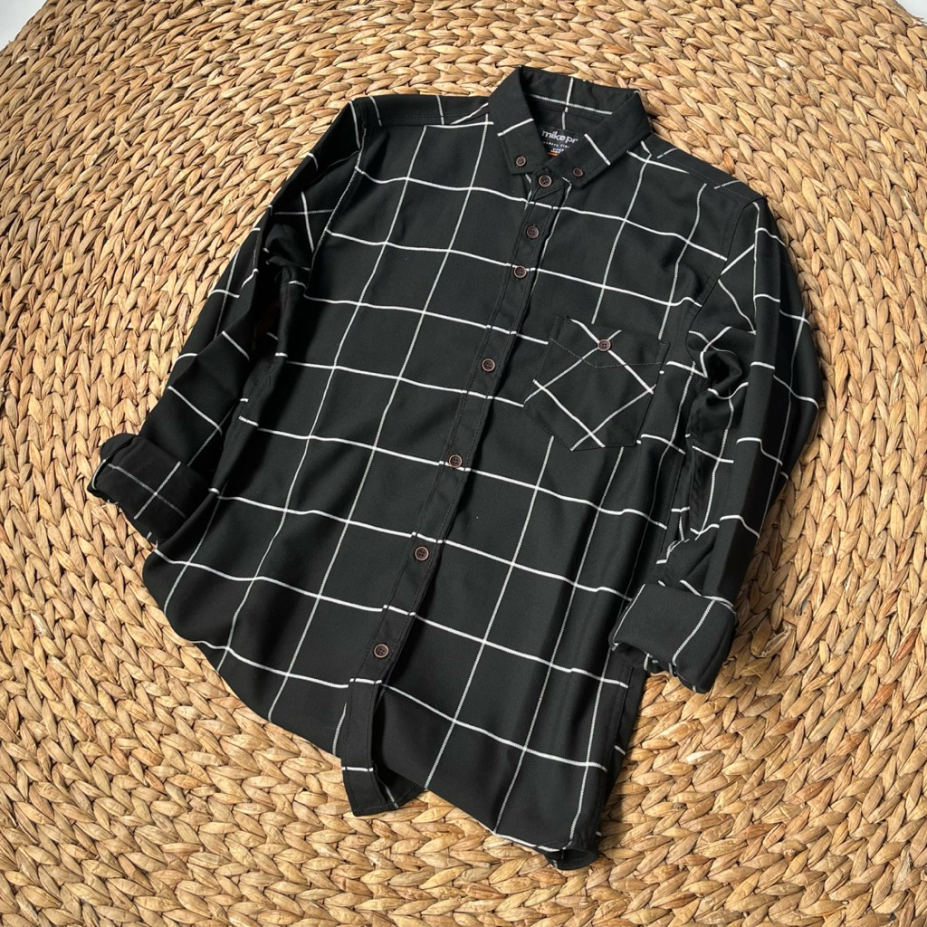 (BISA COD) Daily 022 Kemeja Flanel Terlaris Lengan Panjang Pria Wanita Hem Premium Quality Kameja Ke