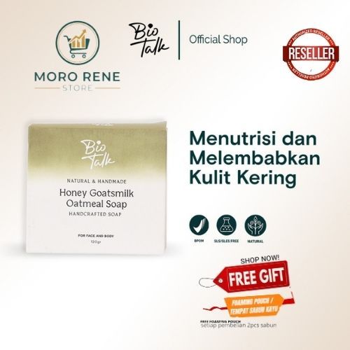 Bio Talk Sabun Natural Herbal | Barsoap Honey Goatsmilk Oatmeal untuk Kulit Kering Eksim Eczema