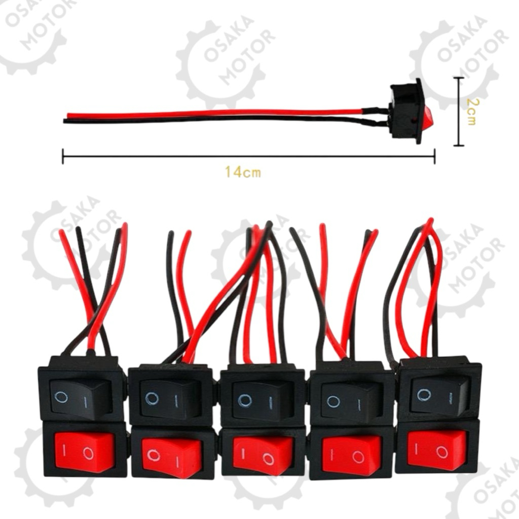 Saklar On Off Petak 2 Pin Tombol Merah Switch Tombol On/Off Universal Motor Mobil Perabotan Kelistri