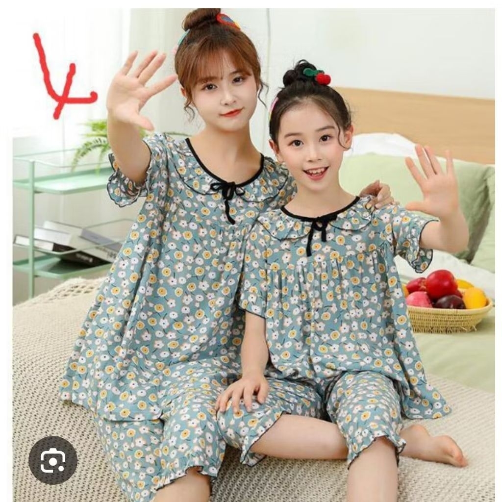 SETELAN RAYON MOTIF BUNGA IBU DAN ANAK
