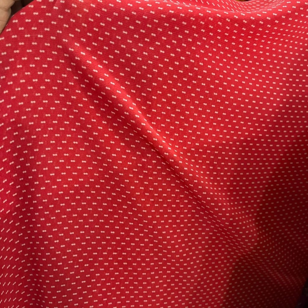 kain sifon ceruty motif polkadot premium - warna merah - kain zara ceruty - kain ceruty motif - harg