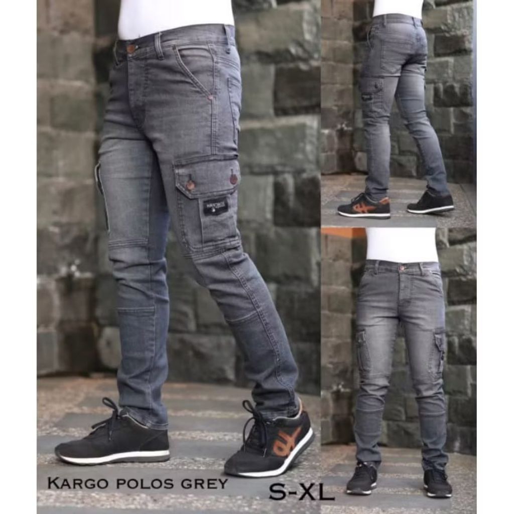 CELANA CARGO JEANS PRIA JUMBO PANJANG SLIM FIT