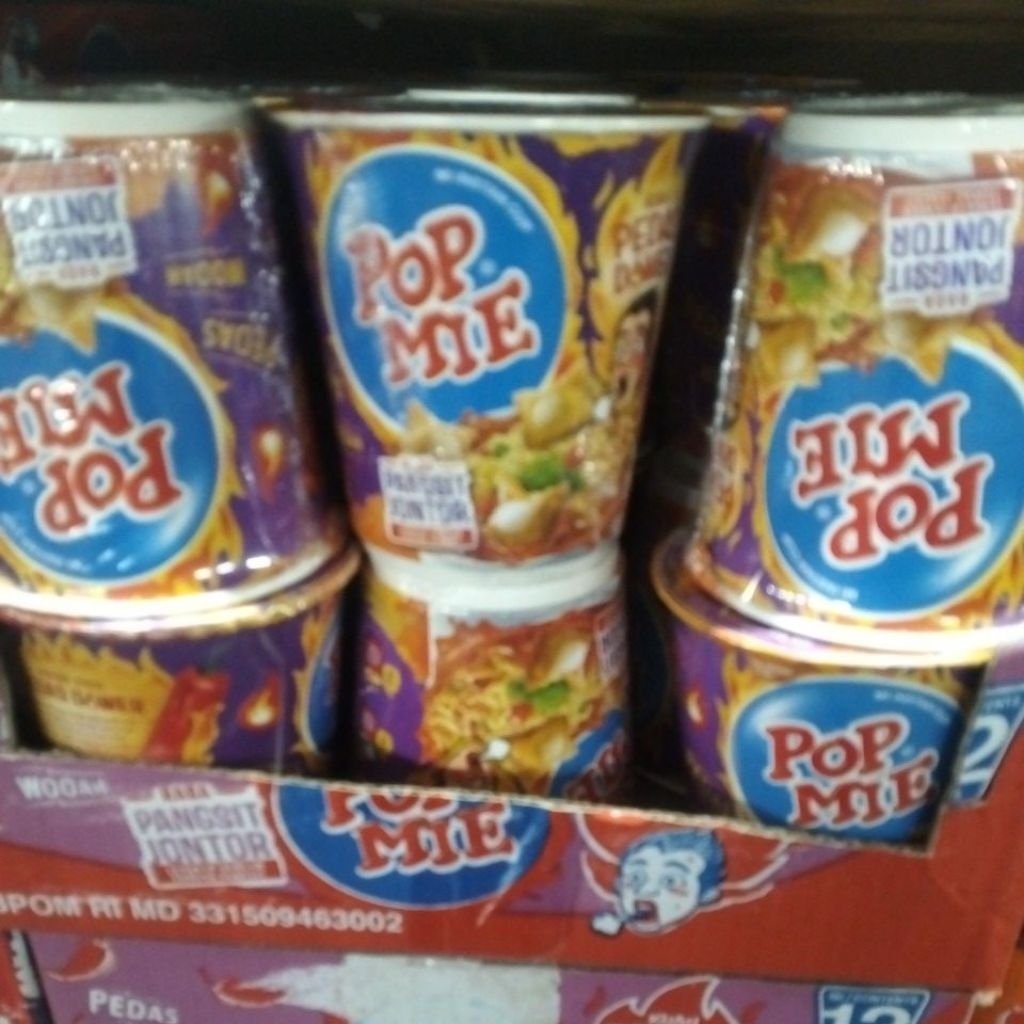 Pop mie Pedes dower pangsit Jontor 1 dus isi 12