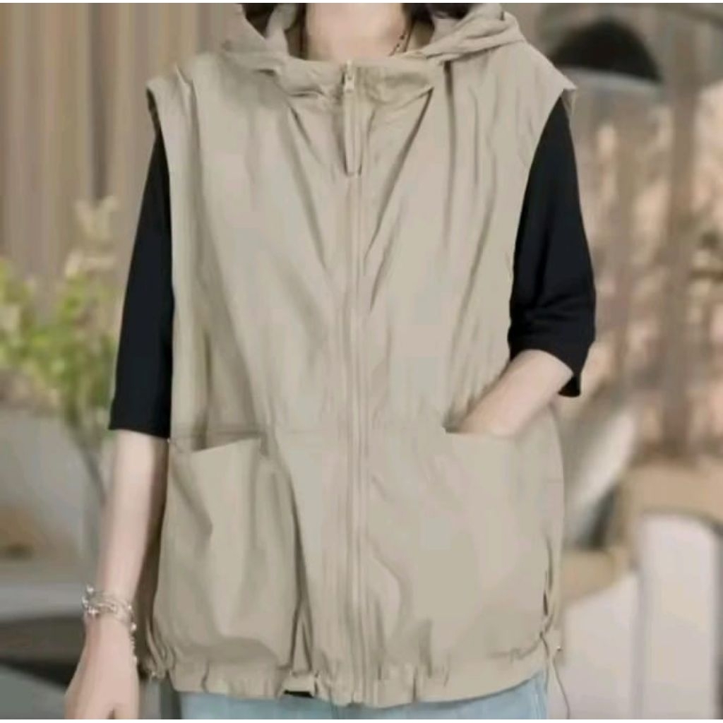 rompi vest hoodie/rompi wanita hoodie/rompi santai hoodie/rompie olah raga/rompi taslan ZN/rompi out