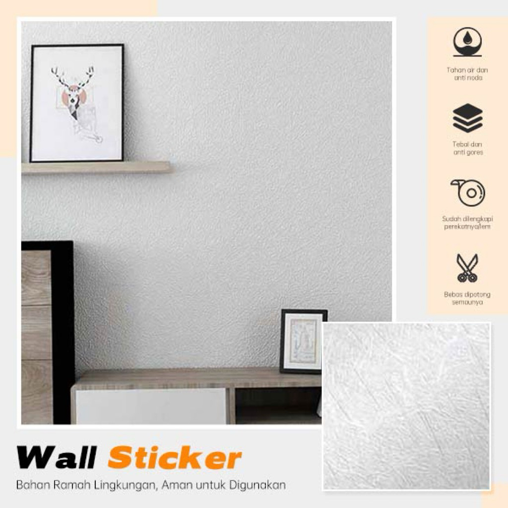 Wallpaper Sticker Dinding K1001 Motif Putih Gradasi