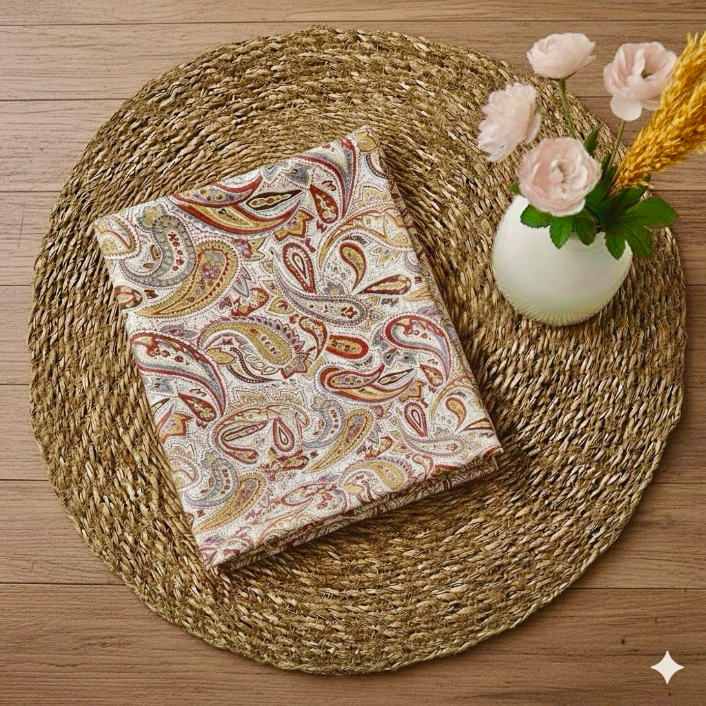 Kain katun silky motif paisley/katun silk - bahan mukenah