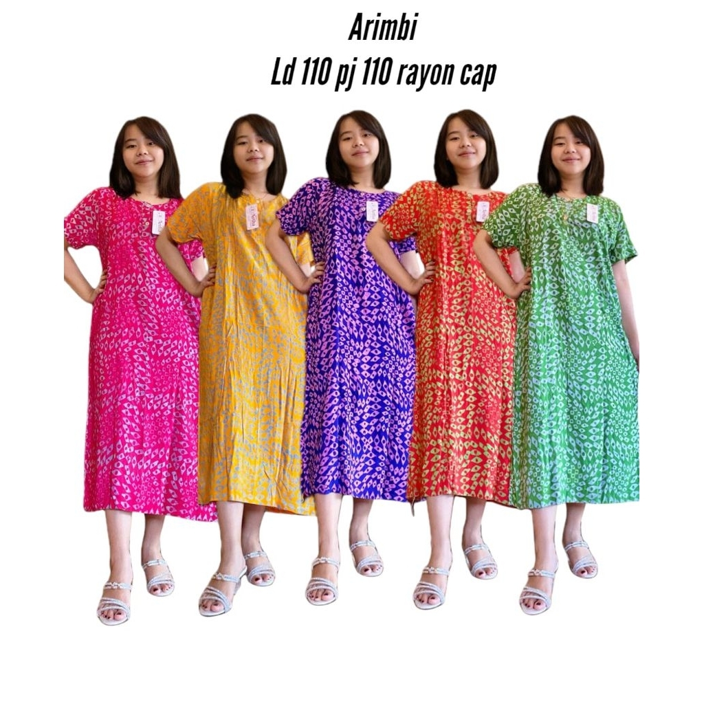 Home Dress Rayon Batik Cap, Baju Tidur Wanita Daster Kancing Depan