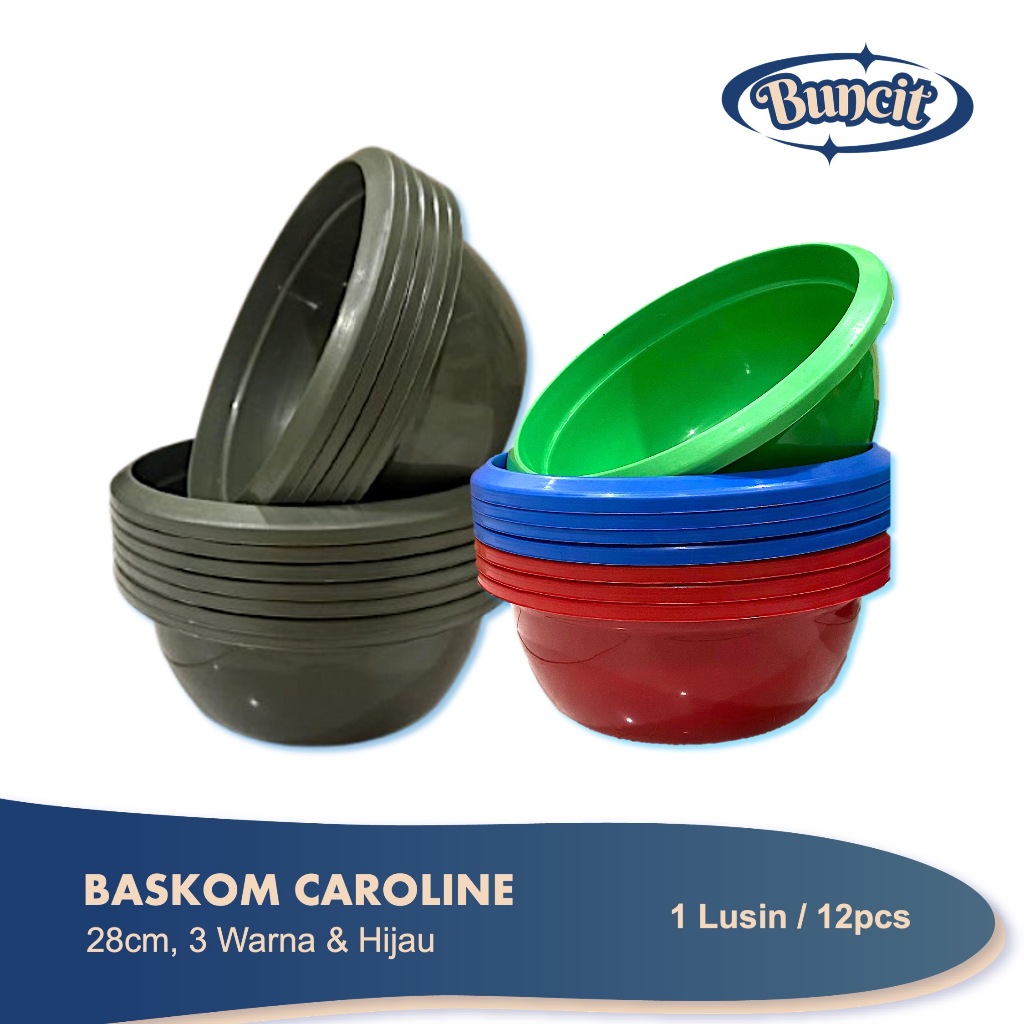 1 Lusin 12Pcs Baskom Warna & Hijau Caroline \ Baskom Plastik \ Grosir \ Baskom Tebal \ Serbaguna