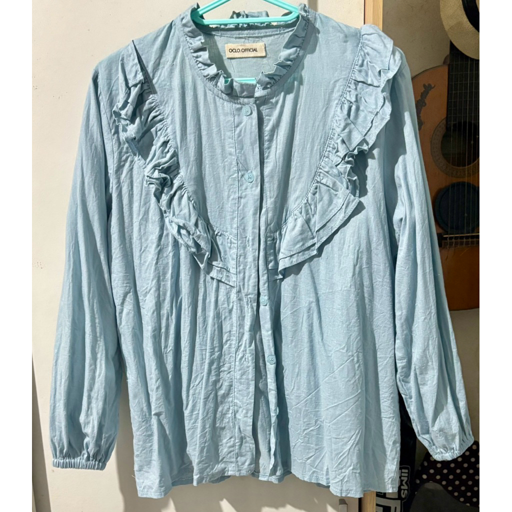 prelovedbyleica - shirt kemeja ruffle katun poplin premium oclo