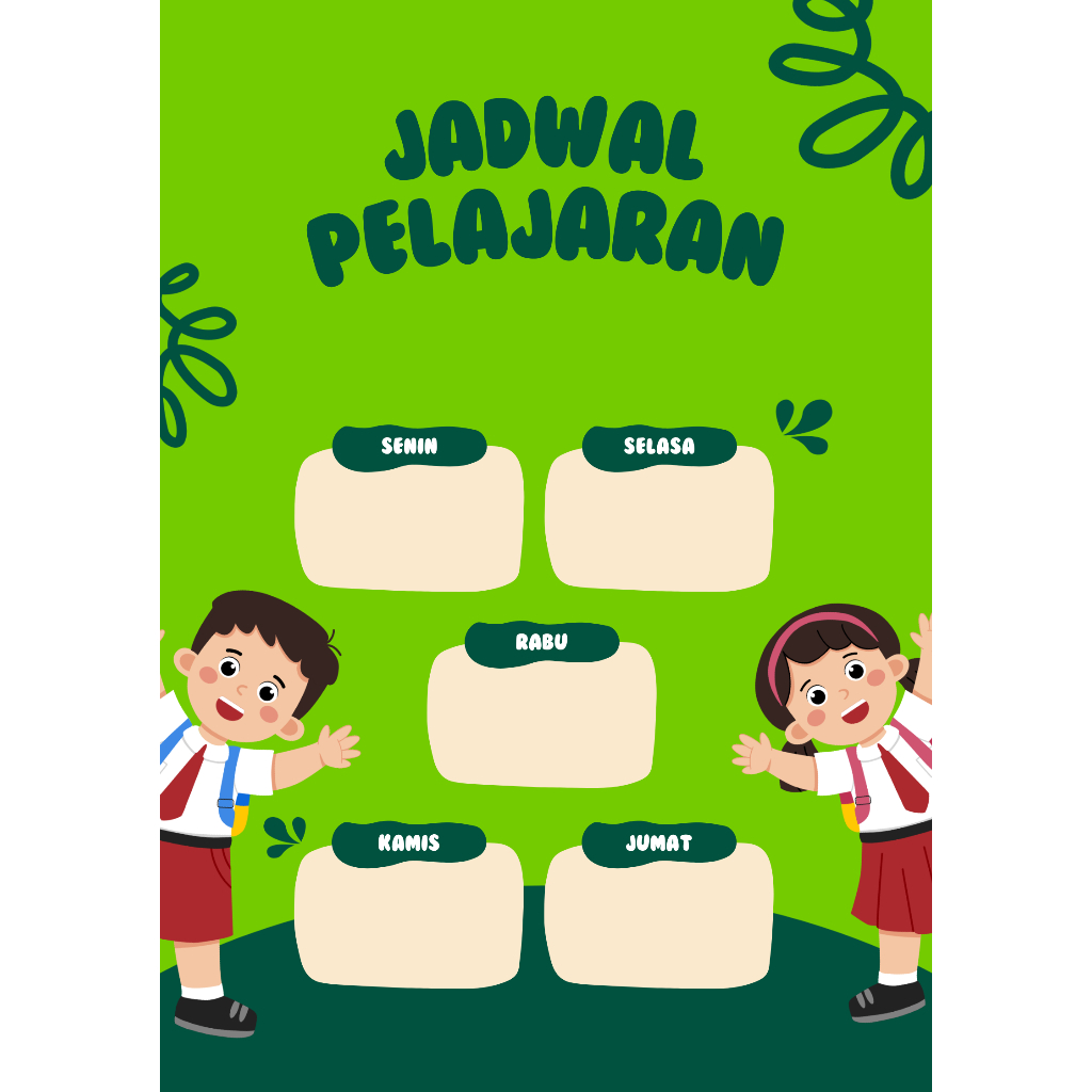 Jadwal Pelajaran Lucu Anak Sekolah – Desain Warna-Warni Kertas Tebal