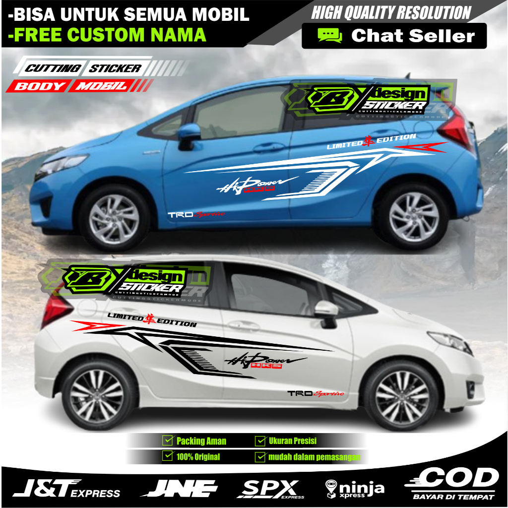 STIKER MOBIL HONDA JAZZ MOBILIO AGYA AYLA / STIKER VARIASI BODY SAMPING MOBIL AYLA / STIKER MOBIL / 