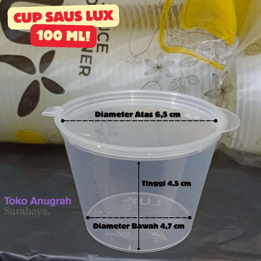 Cup Saus 100 ML Lux (50 pcs) Cup Sambel / Thinwall Cup Sauce / Lux Sauce Container