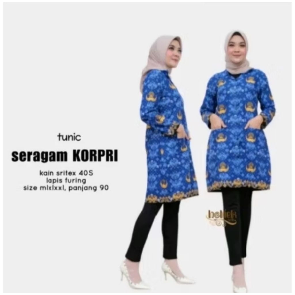 SERAGAM TUNIK KORPRI TERBARU 2025 PREMIUM / TUNIK WANITA KERAH HITAM / TUNIK WANITA KEKINIAN TERBARU