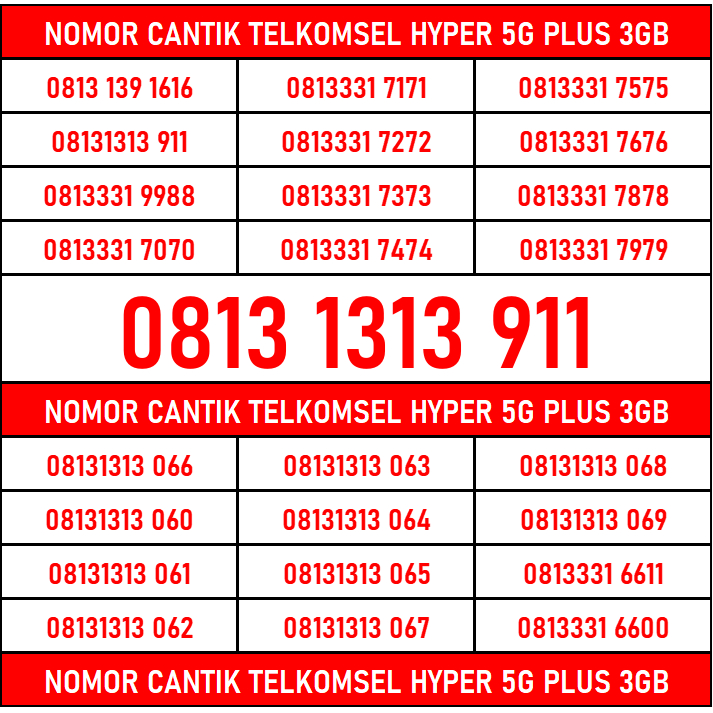 K3 Nomor Cantik SIMPATI Terbaik Untukmu Hyper 5G Kuota 3GB