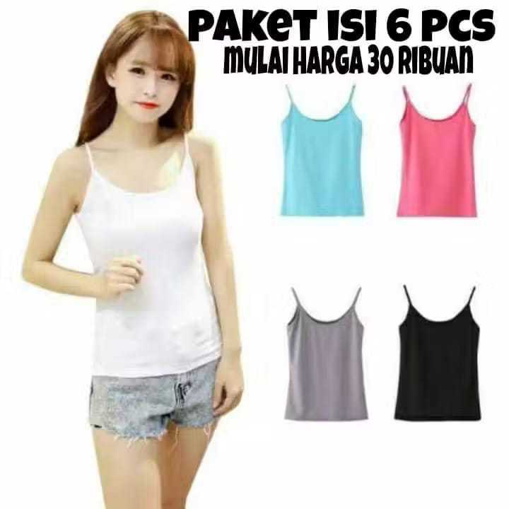 PAKET PROMO ISI 6 PCS TANKTOP WANITA DEWASA TALI KECIL PREMIUM/ATASAN SEXY WANITA DALEMAN JUMBO