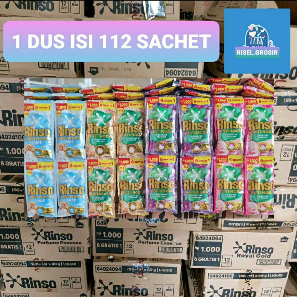 1 DUS ISI 112 SACHET RINSO CAIR KEMASAN JUMBO 1000