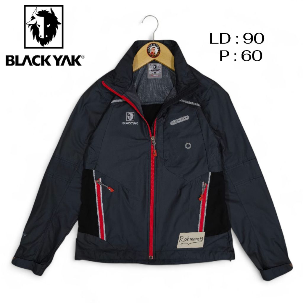 Jaket Windproof Black Yak Outdoor Hitam Abu Size S