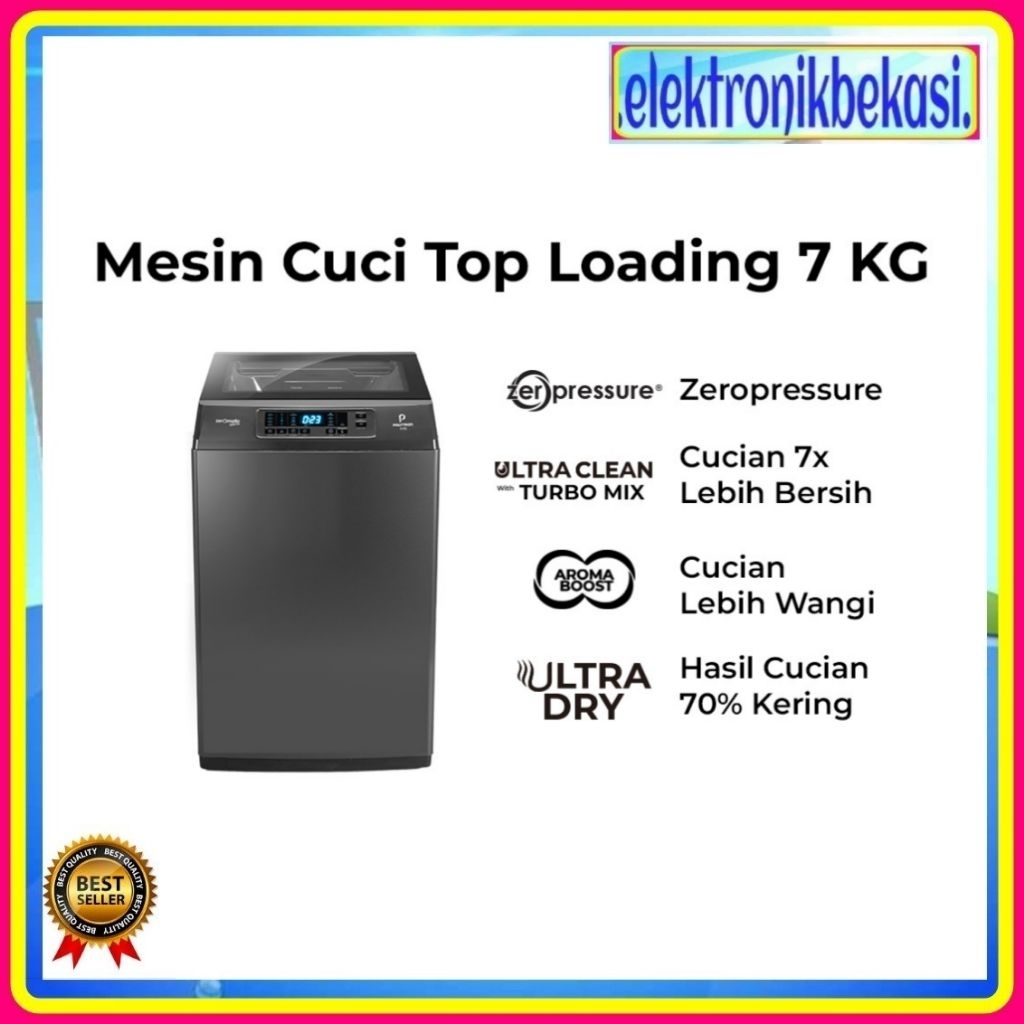 MESIN CUCI POLYTRON PAW 7028Y / POLYTRON TOP LOADING 7 KG PAW 7028 / MESIN CUCI POLYTRON  1 TABUNG 7