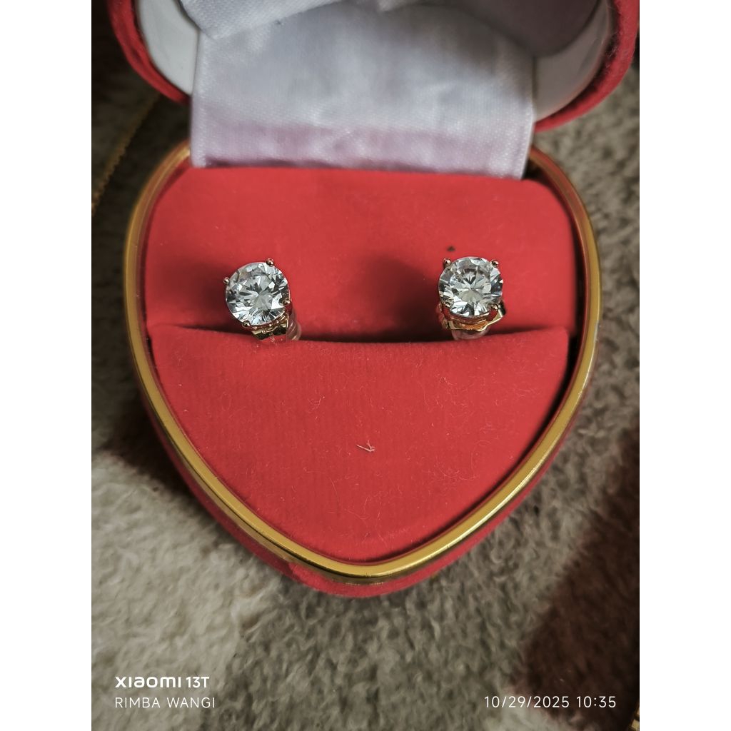 Kerabu Emas asli 9K permata Moissanite