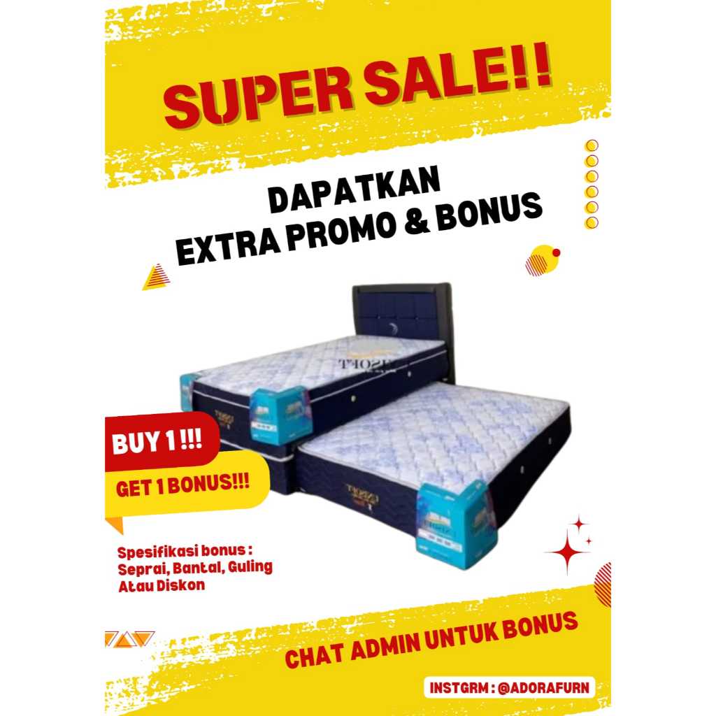 Springbed 2in1/ twin plushtop Sorong Karakter anak / Bed Sorong kids / unisoft
