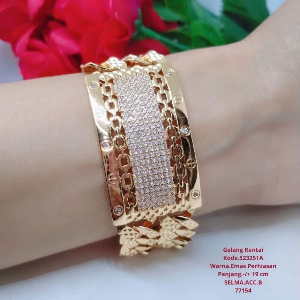 gelang jumbo titanium lapis emas rantai sisik naga terbaru