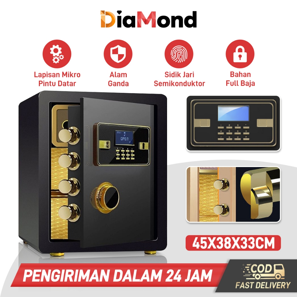 Brankas Uang dan Emas Brankas Penyimpanan Uang Brankas Dokumen Digital Safe Box 45/60CM Brankas Anti