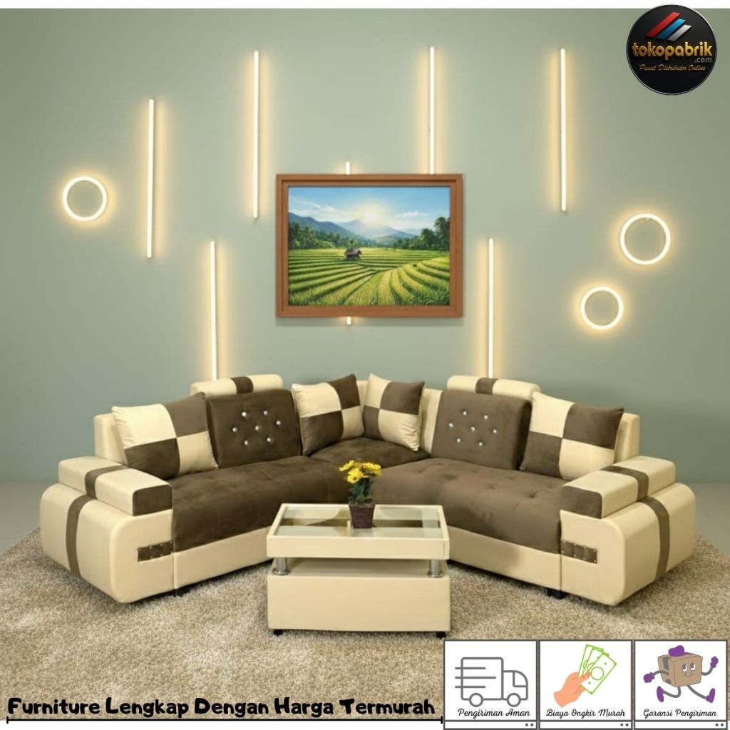 Sofa Sudut L Angsa Minimalis / Sopa Ruang Tamu Modern / Sofa L Murah Bandung Cimahi Jakarta Bogor