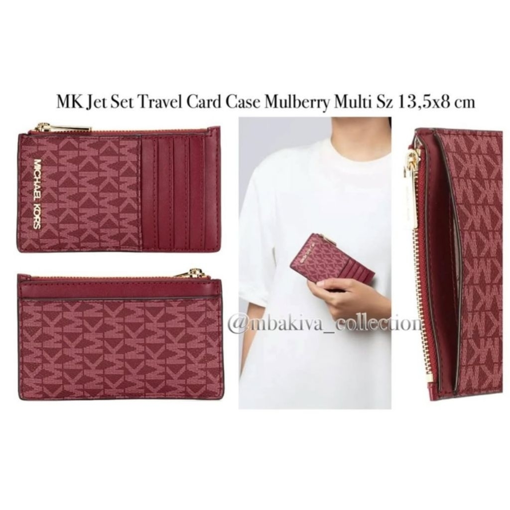 MK Jet Set Travel Card Case Mulberry Multi