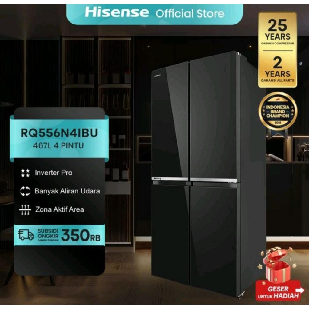 KULKAS HISENSE 4 PINTU RQ556N4IBU KULKAS HISENSE 4PINTU RQ556N4IBU KULKAS HISENSE SIDE BY SIDE 4 PIN