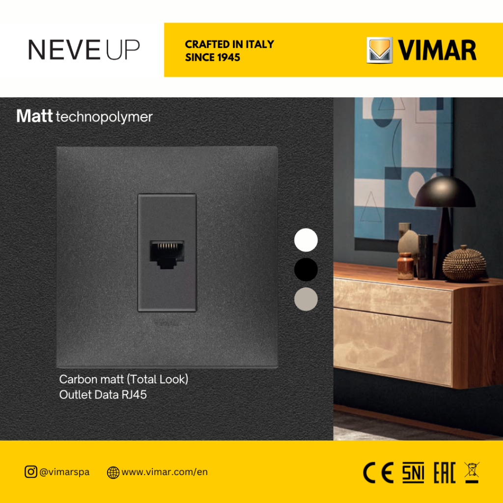 Saklar Vimar Neve Up Outlet Data Cat6 - RJ45