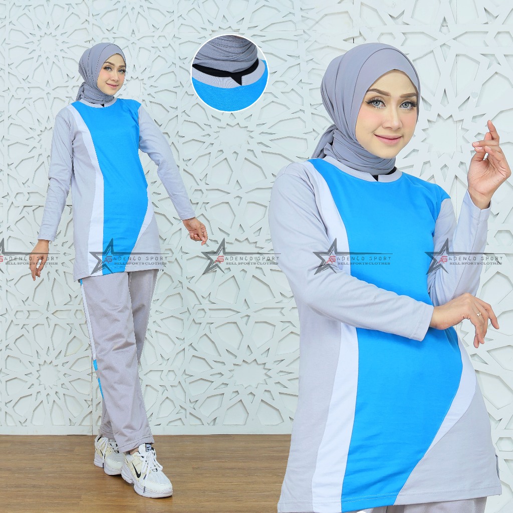 Setelan Kaos Tunik Olahraga Senam Wanita / Setelan Baju Olahraga Muslimah / Stelan Baju Senam Muslim