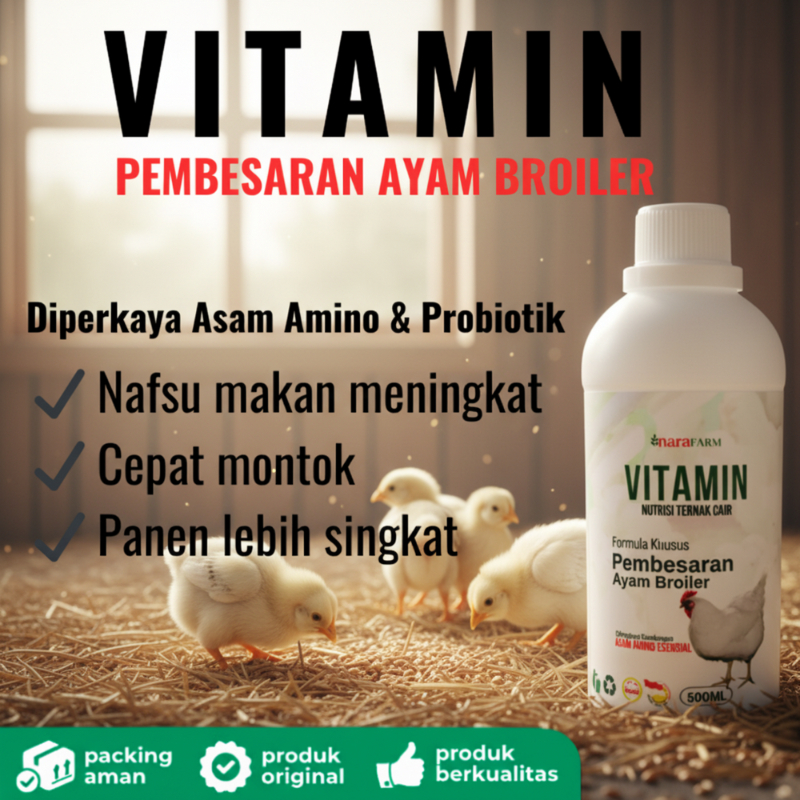 Vitamin Ternak Cair Ayam Pedaging  – Penggemuk Cepat, Nafsu Makan Naik, Daging Padat & Berat